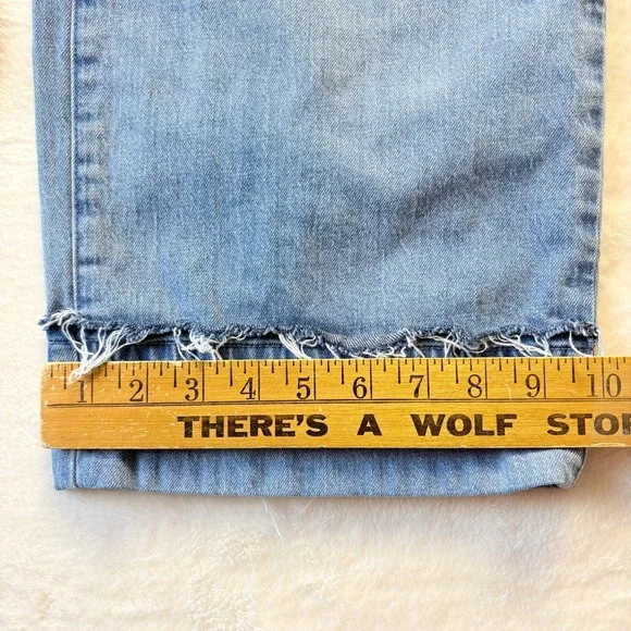 Talbots Jeans Women Sz 4 Petite Wide Leg Trouser Light Wash Frayed Hem Denim - Picture 7 of 12